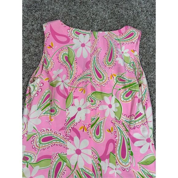 Vintage Lilly Pulitzer Silk Anna Dress Sheath Mini Sleeveless Pink Paisley 8 - Picture 8 of 11